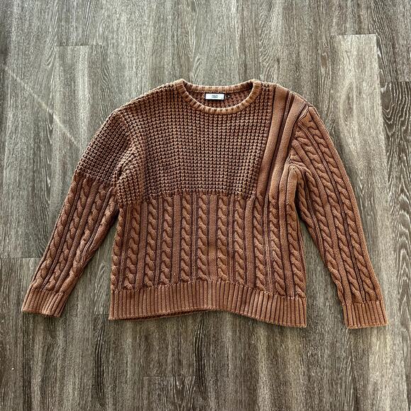 EUC Kith Wheatley Cable Knit Sweater Camel Brown XXL Cotton Crewneck Pullover - Picture 6 of 14